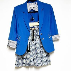 NWT Reebs from Istanbul Turkey 2 Piece Blue Blazer & Skirt Set Sz 4